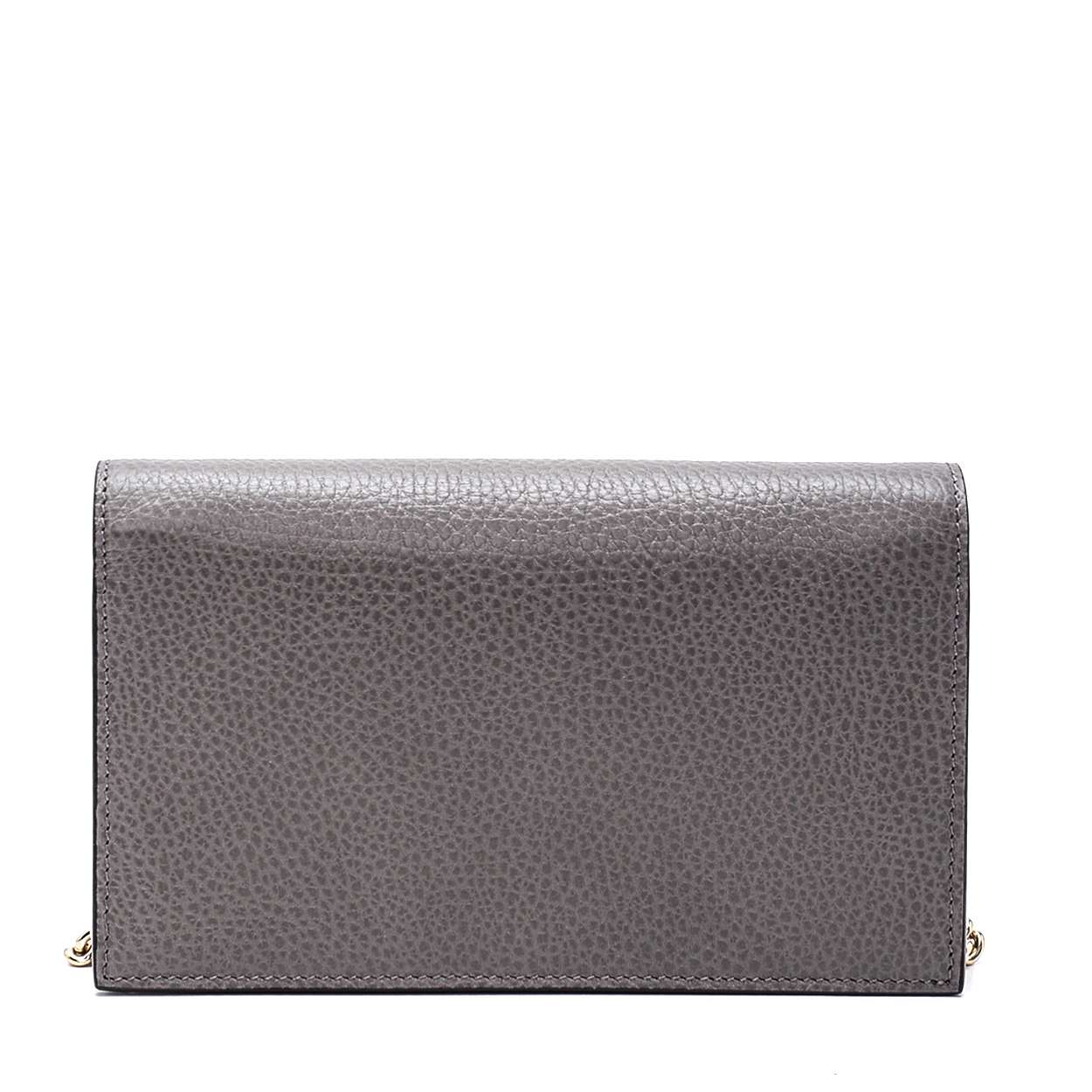 Gucci - Grey Granied Leather Wallet on Chain Bag